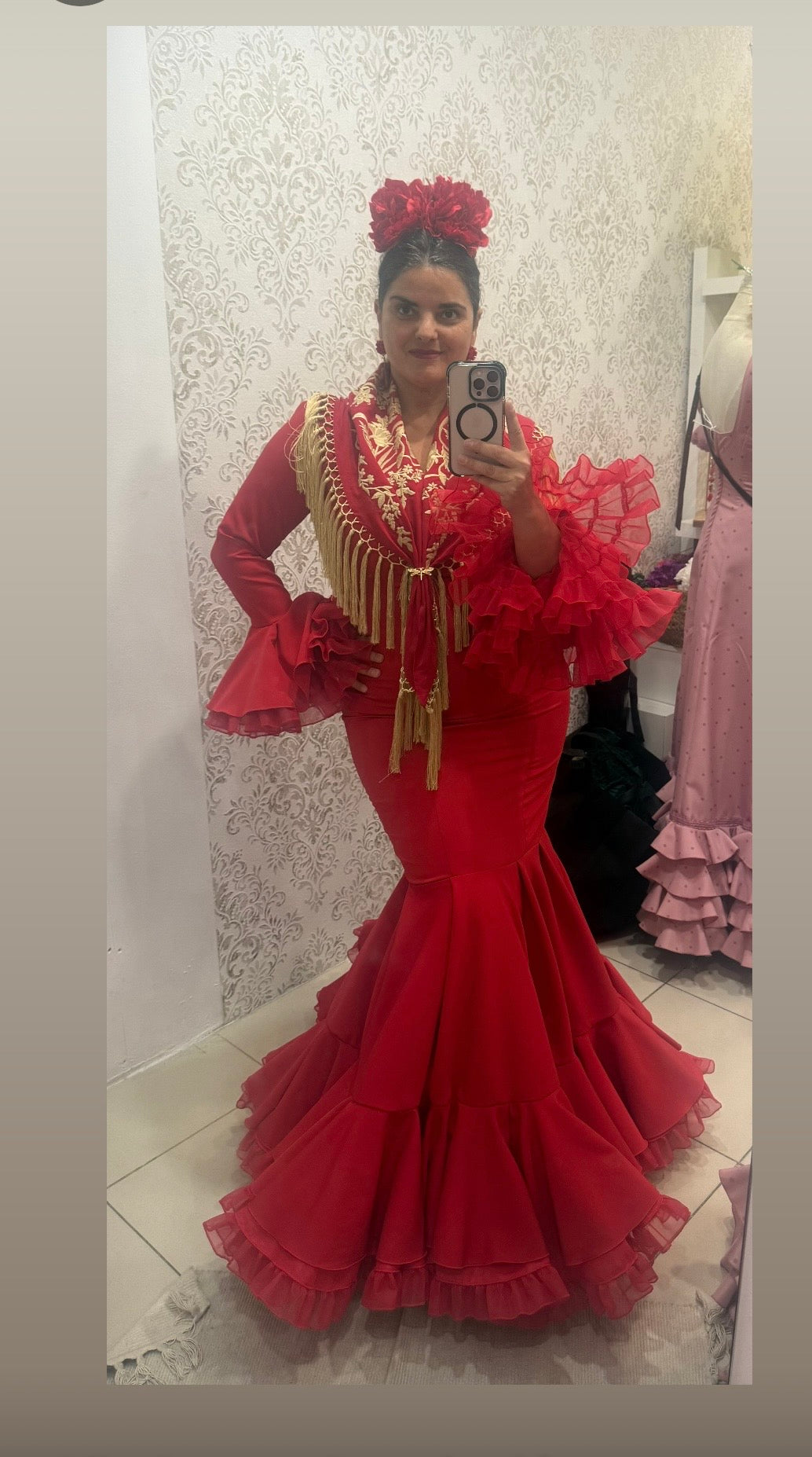 traje flamec clavel rojo