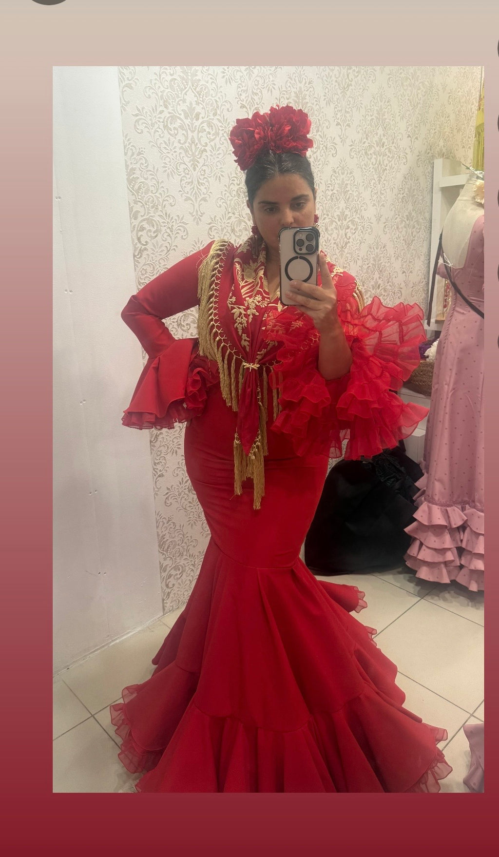 traje flamec clavel rojo