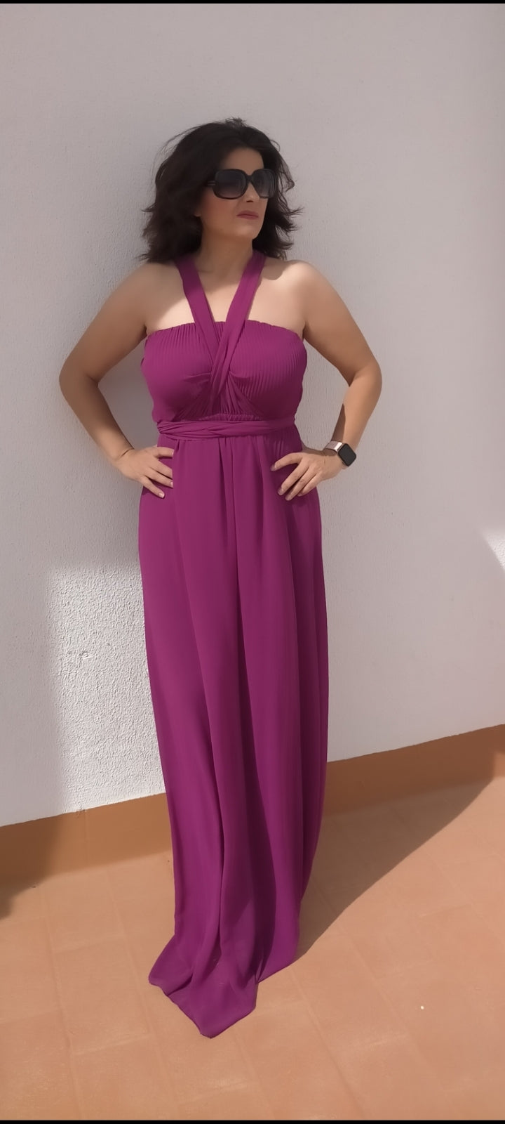 vestido largo gasa atenas