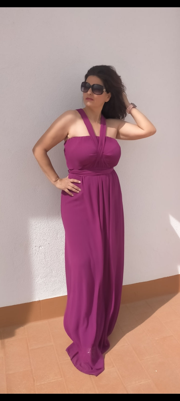 vestido largo gasa atenas