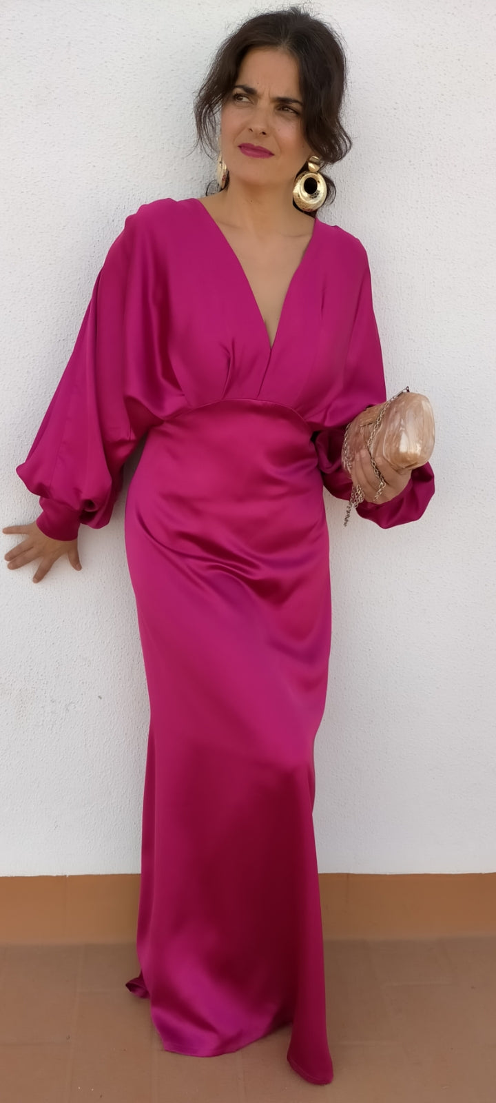 vestido evento saten selena